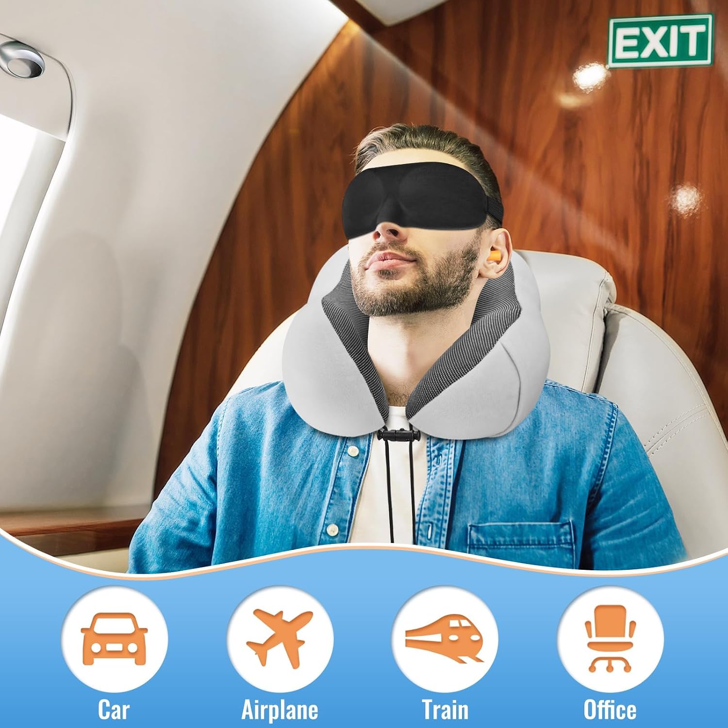 CloudBliss Travel Pillow Premium Memory Foam, Comfortable & Supportive Neck Pillow, Neck Pillows for Sleeping Travel, Airplane Pillow for…