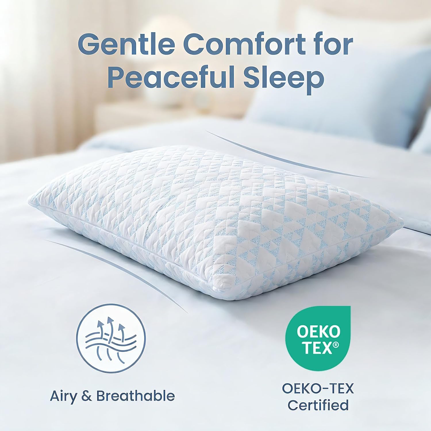 Meoflaw Adjustable Memory Foam Bed Pillows:Queen Size Shredded Foam Pillow Set of 2 for Sleeping with Removable & Washable Pillowcase for B…