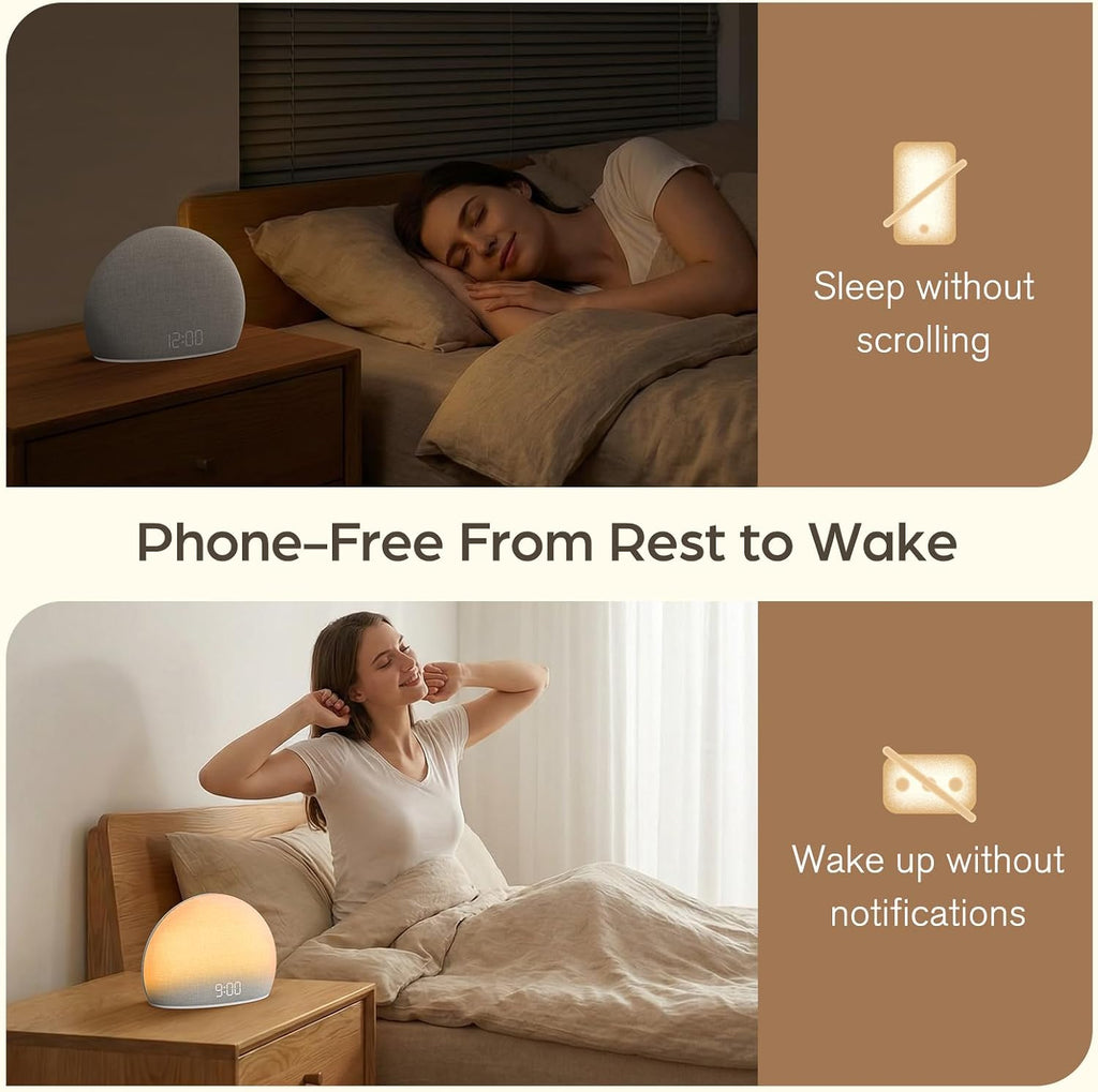 HOUSBAY Sunrise Alarm Clock with White Noise Sound Machine – Wake-Up Light for Bedroom, 5 Gentle Alarm Sounds, 20 Soothing Sleep Sounds…