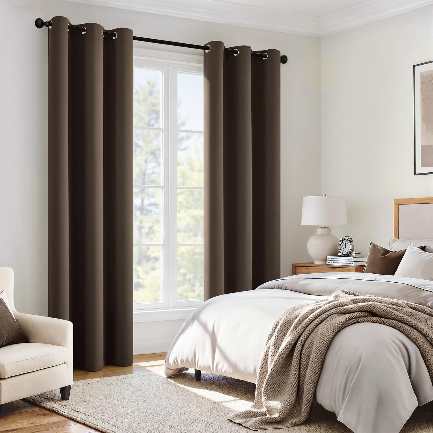 Miulee 100% Blackout Curtains for Bedroom 90 Inch Long, 2 Thick Layers Thermal Insulated Black Out Window Curtains with Black Liner, Noise…