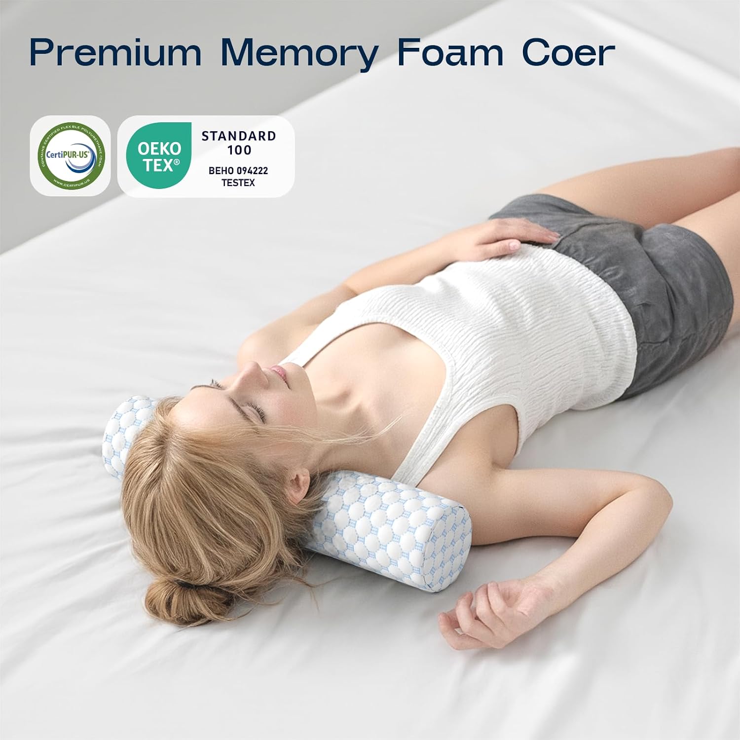 Forcanby Neck Roll Pillow, Memory Foam Neck Support Pillows, Round Neck Pillows, Cylinder Bolster Pillows for Bed, Couch, and Yoga, Removab…