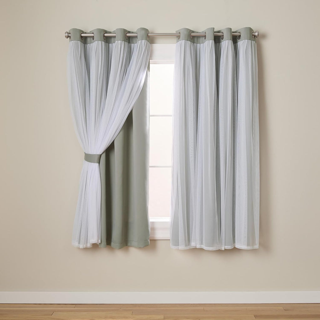 TOWN & COUNTRY LUXE Talia Double Layer Indoor Curtains, Sheer and Room Darkening Blackout, Grommet Top, Energy Efficient, 2-Pack Set, 52x…
