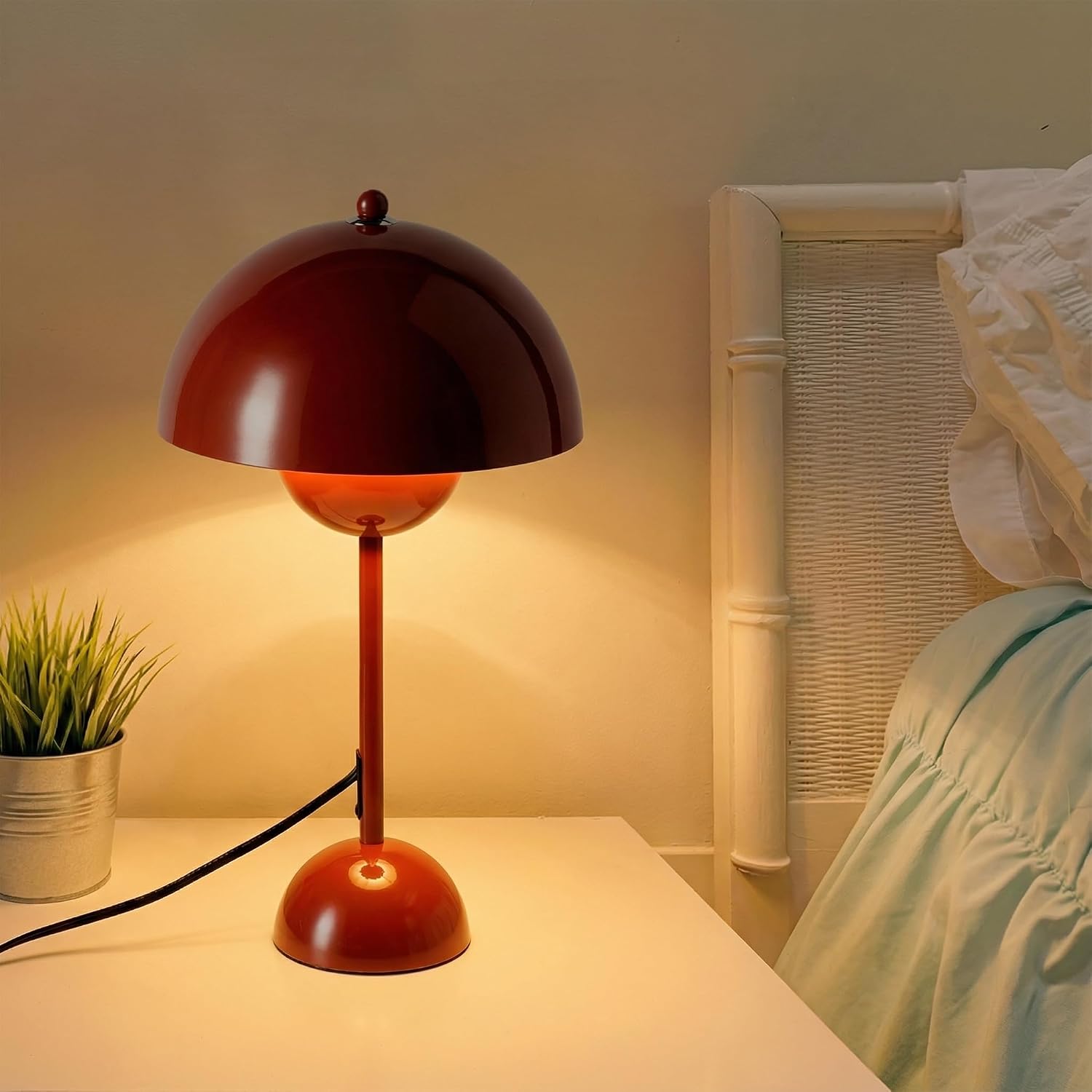 COSYLUX Modern Small Table Lamp for Bedroom, Cute Dome Shade Reflecting Light Reading Lamp for Living Room, Kid's Room, Study, Office…