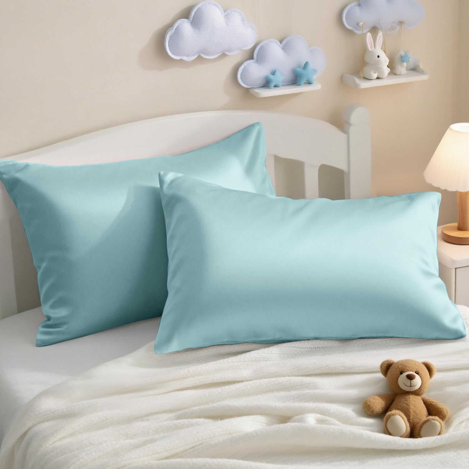 Ntbay 2 Pack Pillows with Egyptian Cotton Pillowcases, Soft Cotton Down Alternative 13x18 Envelope Pillows for Sleeping in Crib Bed - Machi…