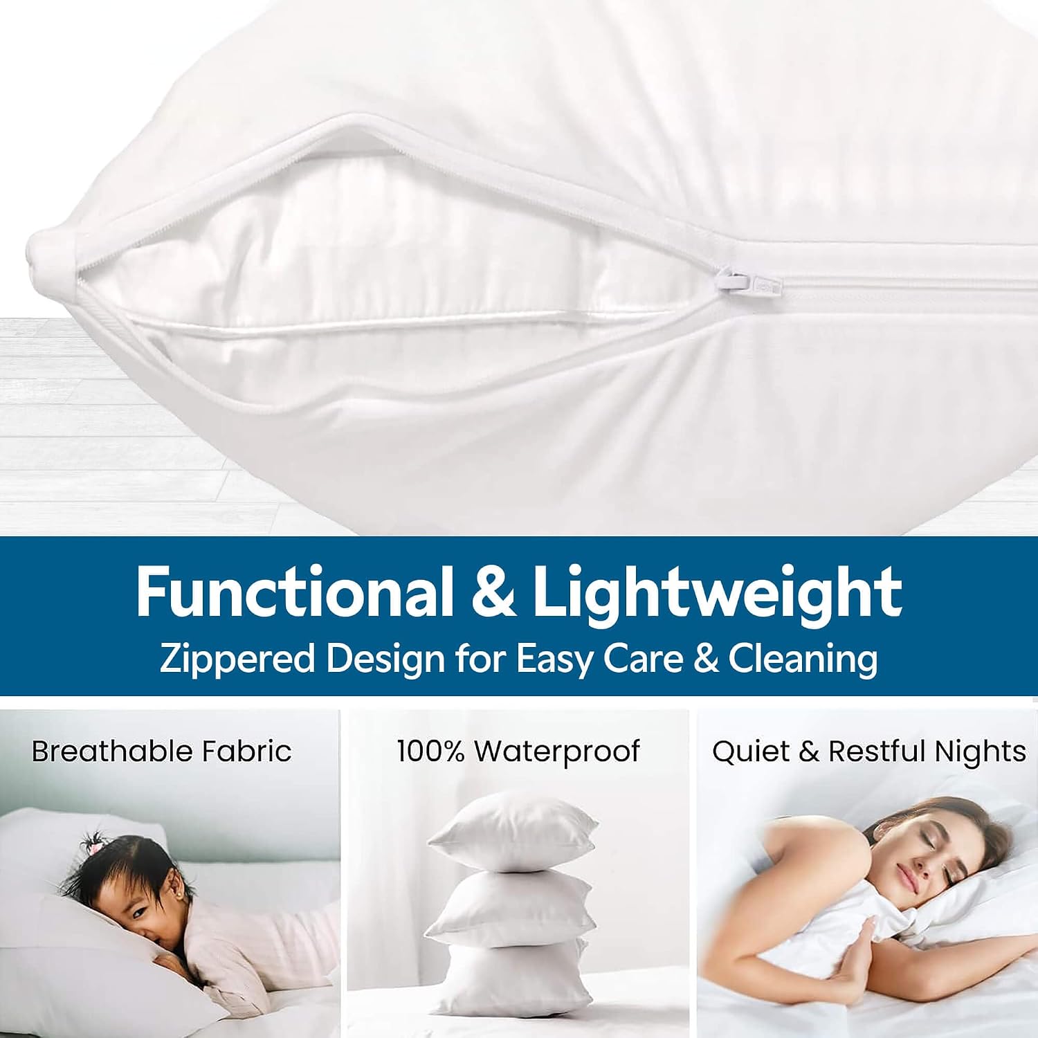 Guardmax Jersey Knitted Throw Pillow Protector with Zipper - 2 Pack -100% Waterproof, Bed Bug Proof, Dust Mite Proof, & Hypoallergenic Pill…