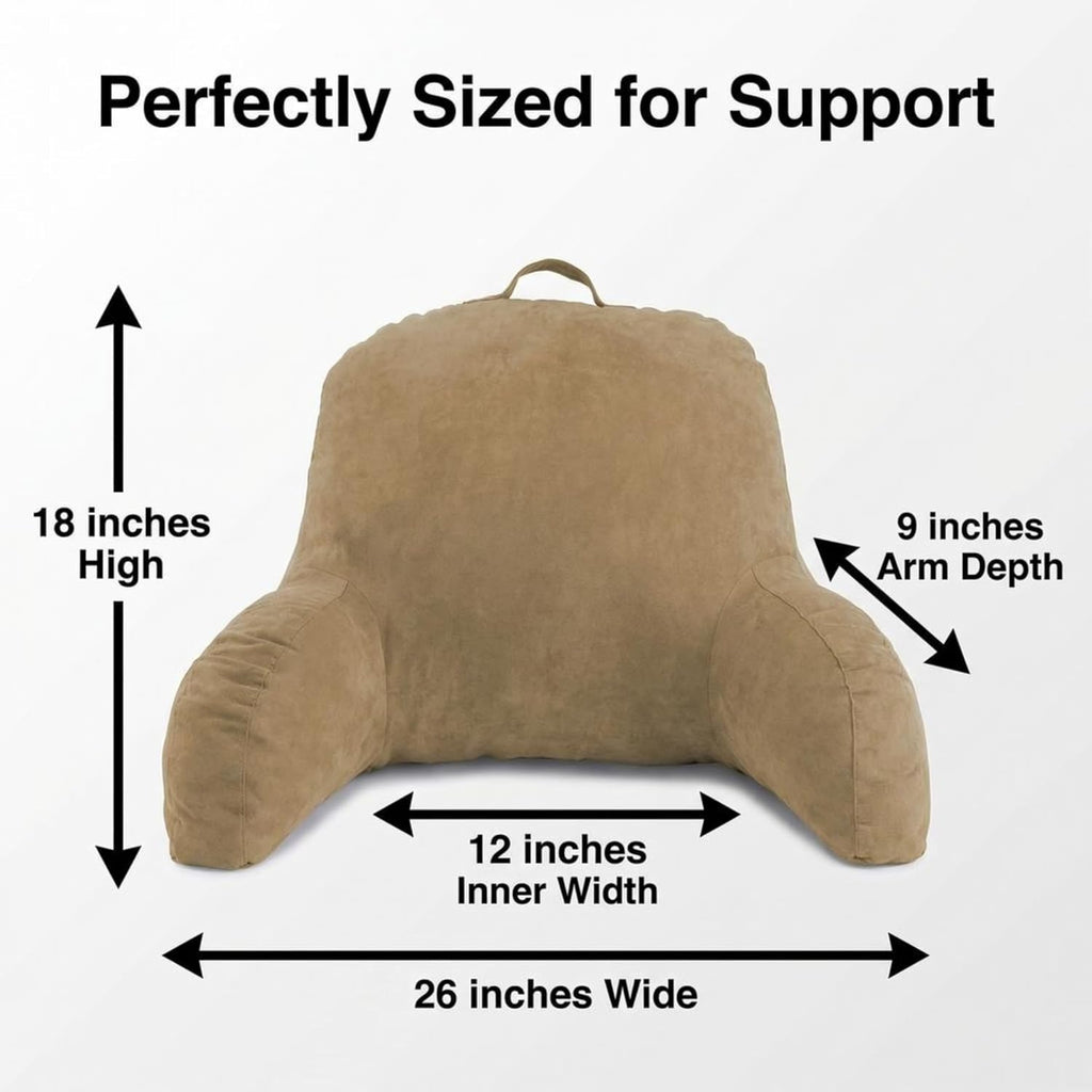 Deluxe Comfort Microsuede Bed Rest - Backrest Pillow with Arms - Bed Rest Pillow - Reading Bedrest Lounger - Sitting Support Pillow - Soft…