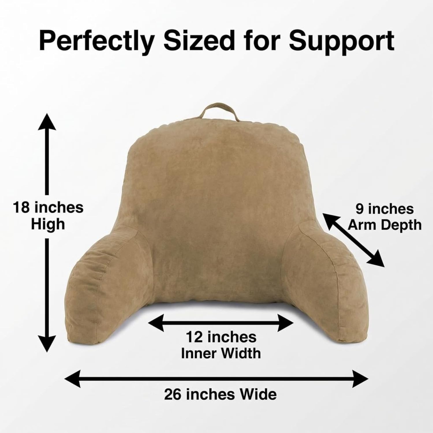 Deluxe Comfort Microsuede Bed Rest - Backrest Pillow with Arms - Bed Rest Pillow - Reading Bedrest Lounger - Sitting Support Pillow - Soft…