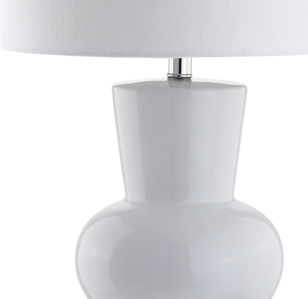 JONATHAN Y 28.5" White Ceramic Table Lamp for Living Room Bedroom Nightstand, Modern Hourglass LED Bedside Lamp with Crystal Base and…