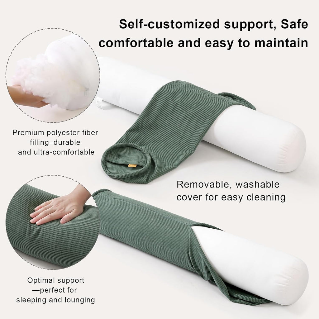 Cuddle Pillow – Corduroy Long Body Pillow for Adults, Cozy Bolster Pillow for Bed, Soft & Supportive for Relaxing Sleep,39 x 7.87…