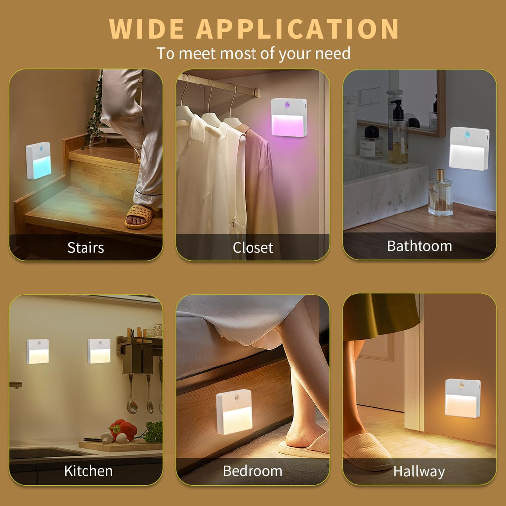 ASAWASA LED Motion Sensor Night Light, 7 Colors Rechargeable Magnetic Decor Wall Lights, Dimmable, Suitable for Bathroom hallways…