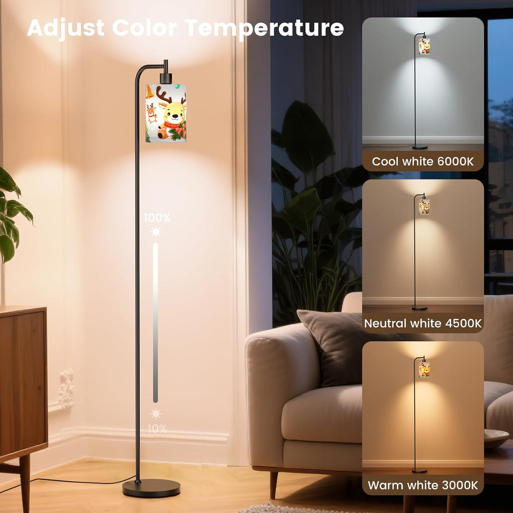 SIBRILLE Kids Floor Lamp with Linen Shade, Dimmable Tall Standing Lamp with Remote Control & 3 Color Temperatures, Modern Floor Lamps for…