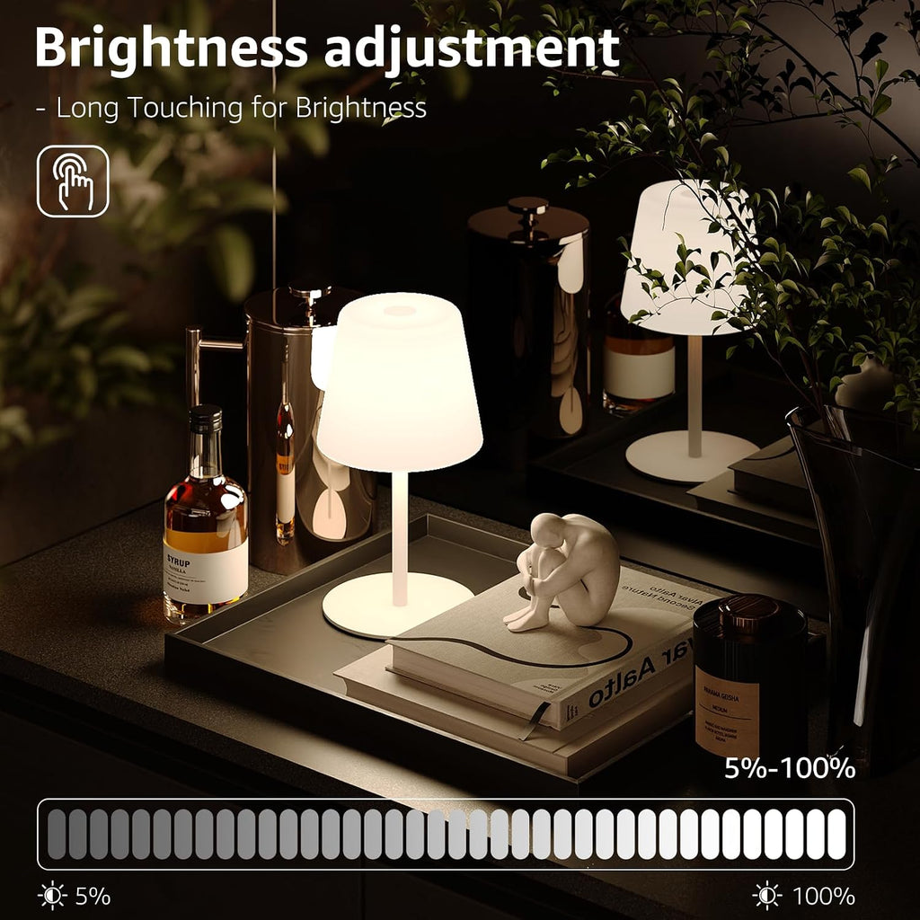 Litluzecozy Clean White Cordless Lamp for Nursery, Waterproof Rechargeable Shower Lamp with 4000mAh Battery, 3-Color Stepless Dimmable Nigh…