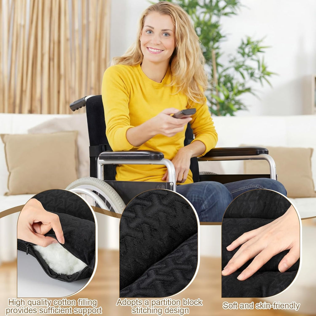 Lateral Support for Wheelchair Back Cushion Pressure Relief Side Support Pads Recliner Wheelchair Lumbar Pillow for Office Chair Back(Black)