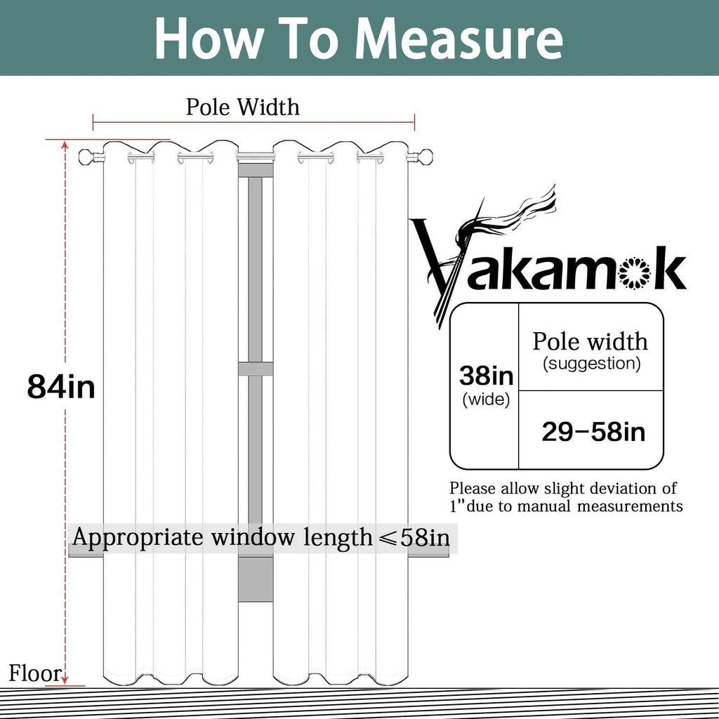 Yakamok 84 Inch Length Room Darking Curtains for Bedroom, Light Blocking Drapes Room Darkening Thermal Insulated Solid Grommet Panels for…