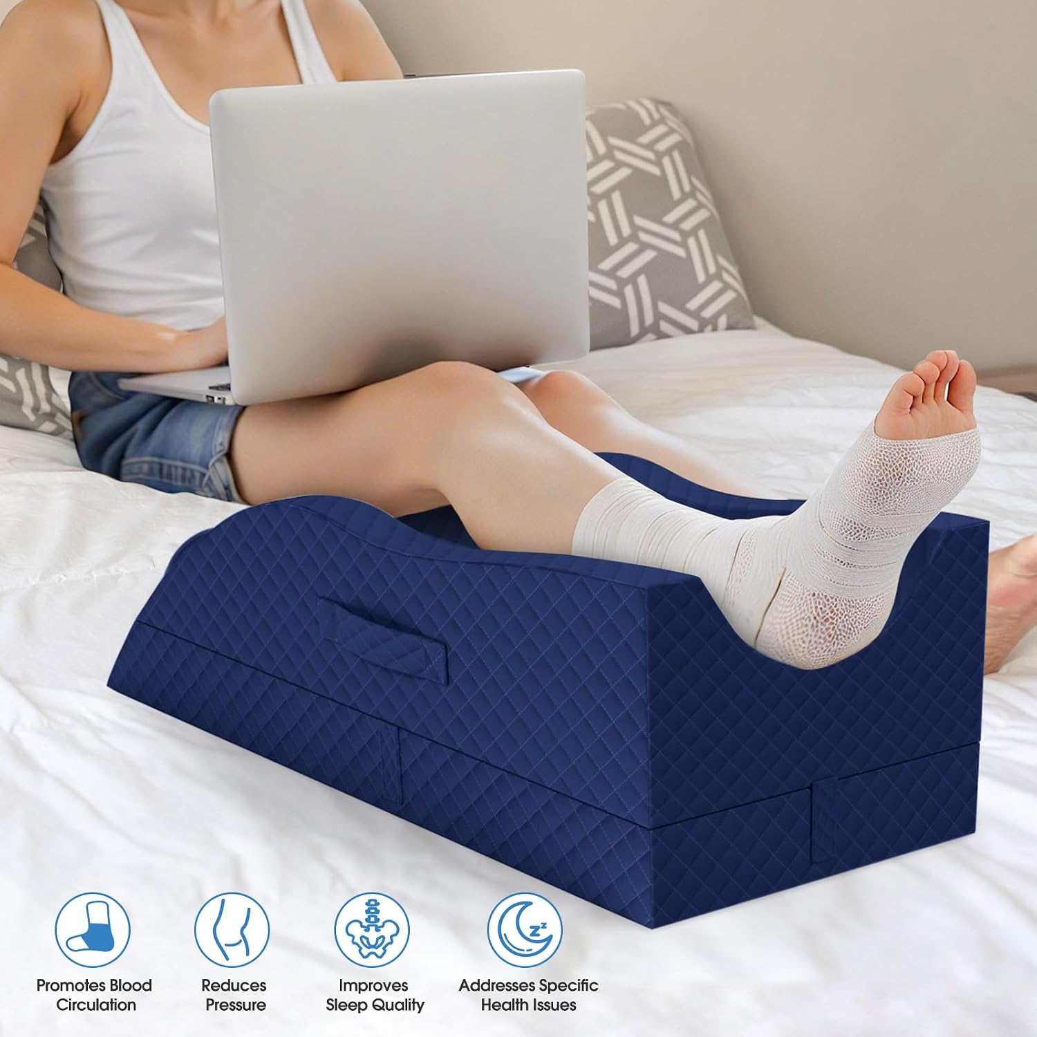 TranquilRelax TranquilRelax Elevation Pillows for Leg After Surgery, Memory Foam Adjustable Wedge Pillow for Injury or Rest, Ankle P…