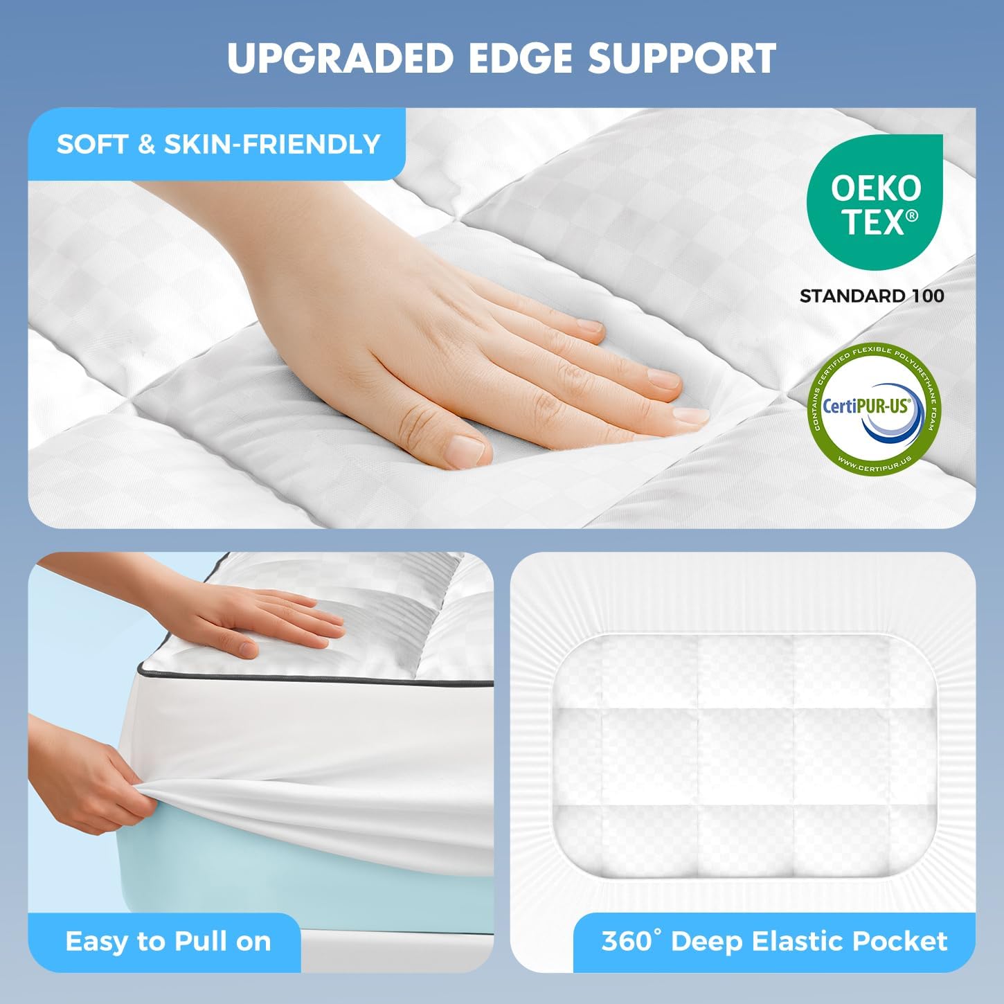 Missleep Queen Size 4 Inch Memory Foam Mattress Topper, 2 Inch Cooling Gel Memory Foam, 2 Inch Soft Pillow Top Pad, Breathable Mattress Cov…