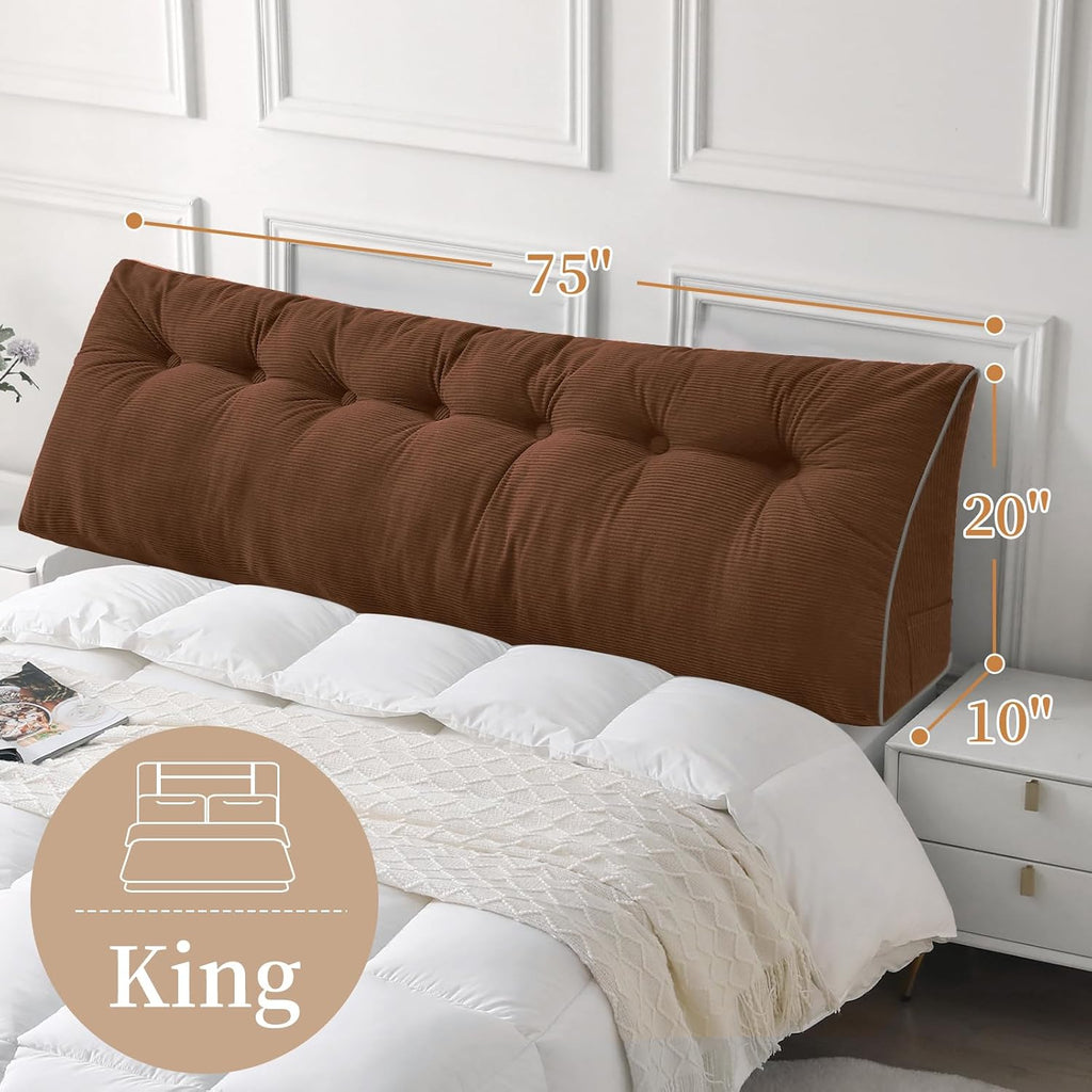 Sasttie Headboard Pillow King, Wedge Pillow Headboard for Sitting Up in Bed, Back-Rest Support Triangular Cushion for Reading - Features Re…