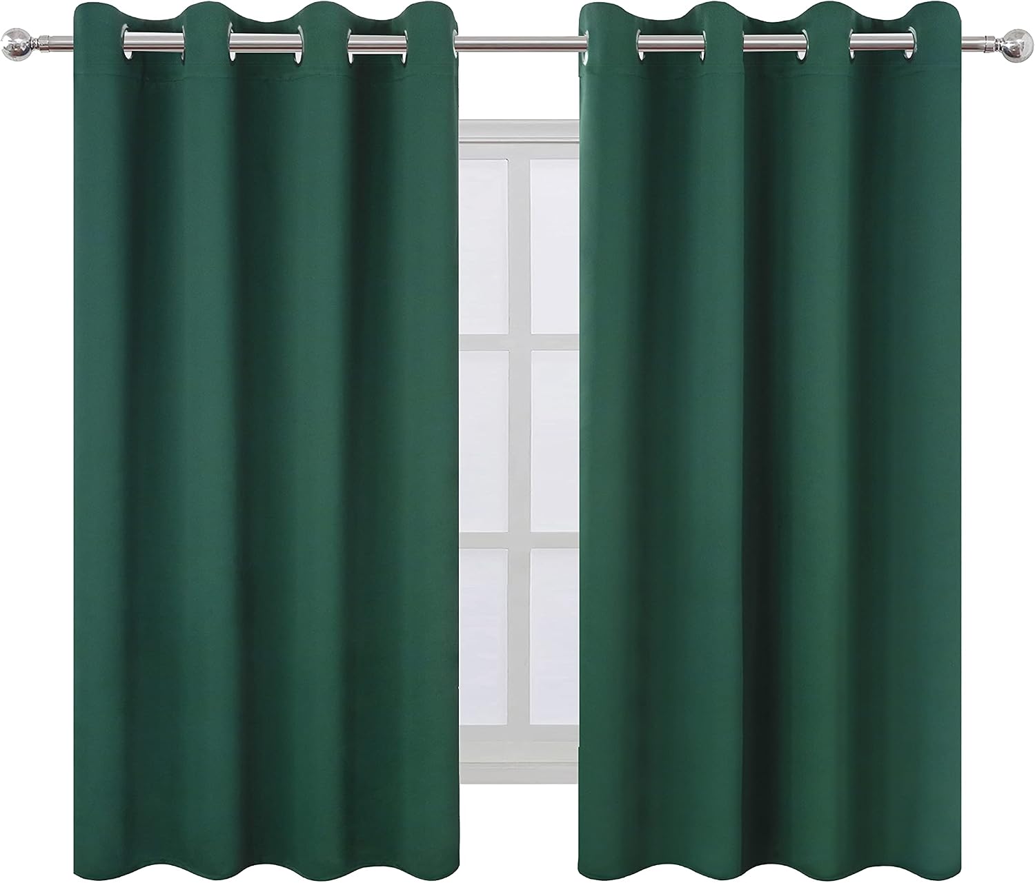 Lemomo Dark Green Bedroom Blackout Curtains/52 x 54 Inch Long/Set of 2 Curtain Panels/Thermal Insulated Room Darkening Curtains 54 Inch Gre…