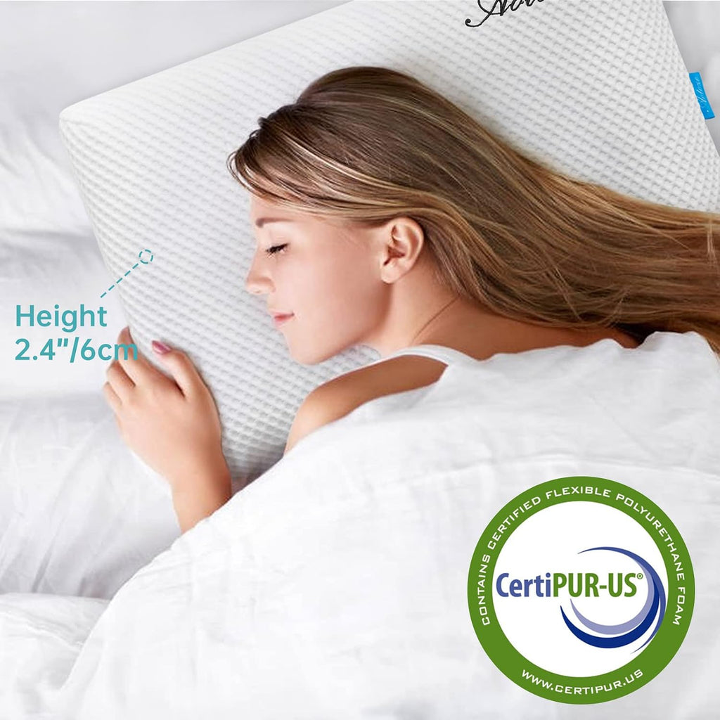 Aotoze Ultra Thin & Flat Memory Foam Pillow 2.4 Inch Hight, Low Profile & Thin Pillow for Stomach Sleeper, Side Sleeper, Oeko-TEX & Certi…