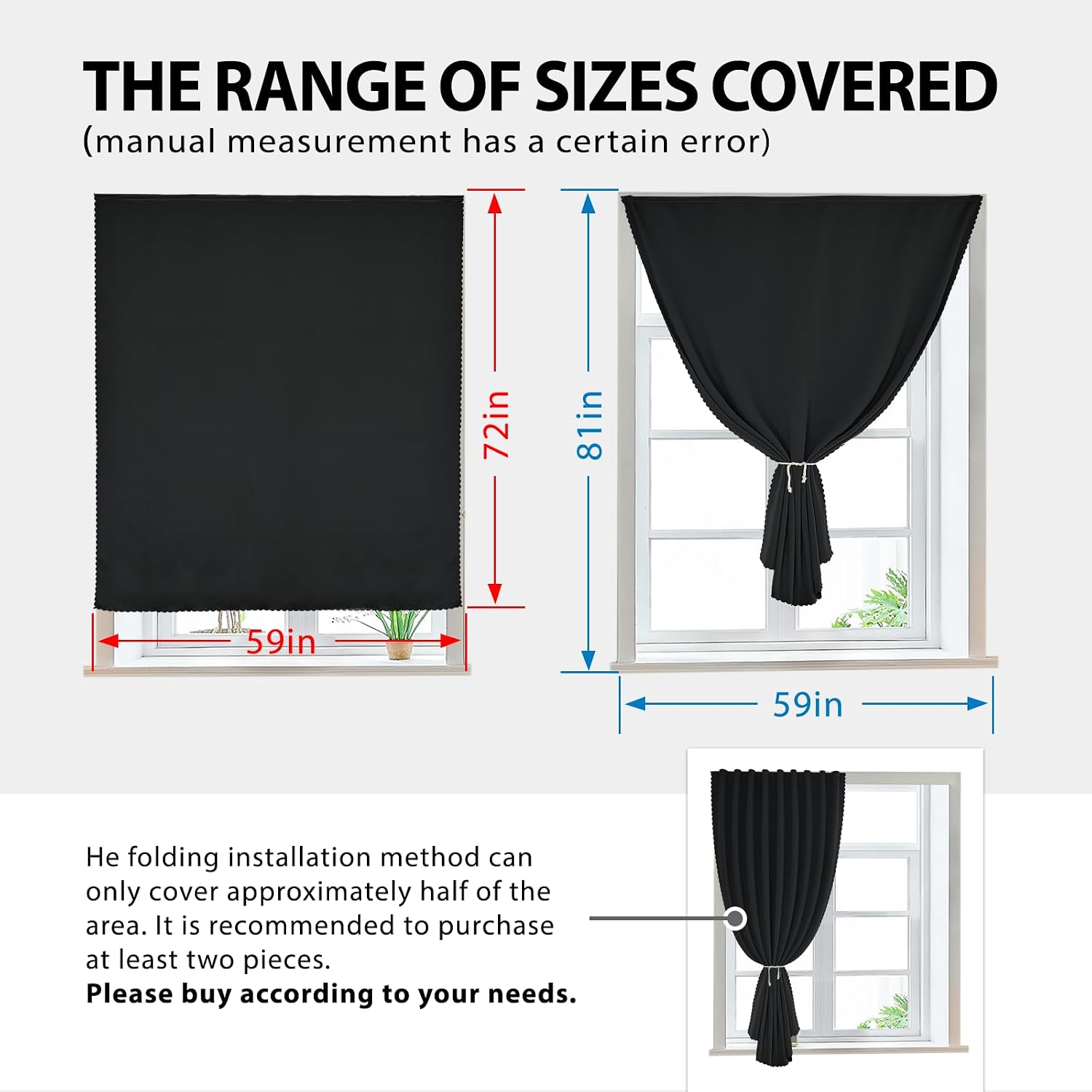 Jilron Paste Style Curtains for Windows, Bedroom Blackout Curtains for - Thermal Lnsulated No Drill Curtains Room Darkening Black Small Drap…
