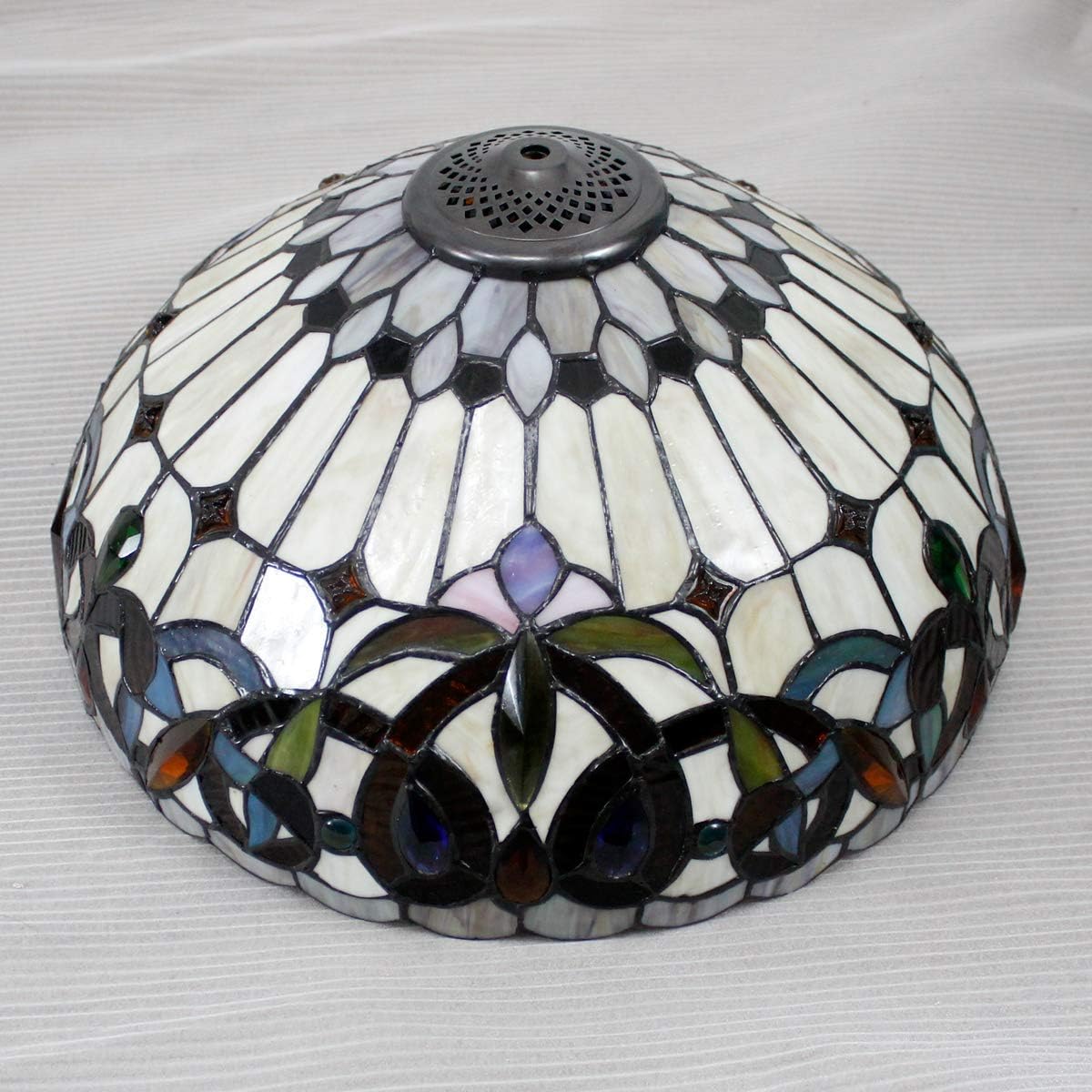 WERFACTORY Tiffany Style Table Lamp Colorful Stained Glass Serenity Victorian Bedside Lamp16X16X24 Inches Desk Light Metal Base Decor…