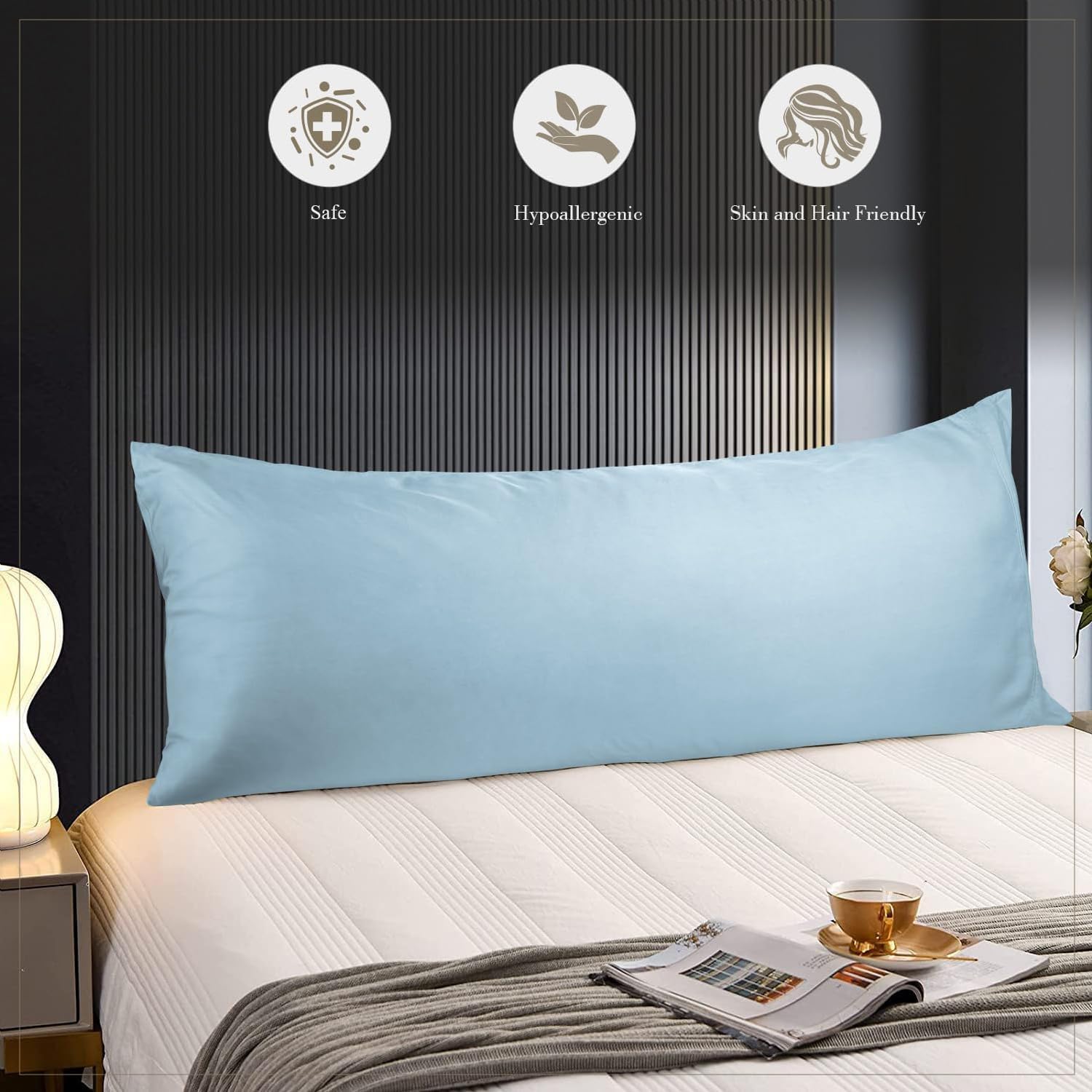WishSmile Body Pillow Cases Light Blue 20x54