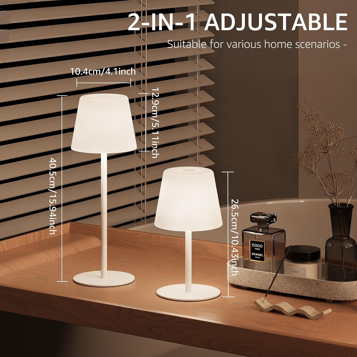 Litluzecozy Clean White Cordless Lamp for Nursery, Waterproof Rechargeable Shower Lamp with 4000mAh Battery, 3-Color Stepless Dimmable Nigh…
