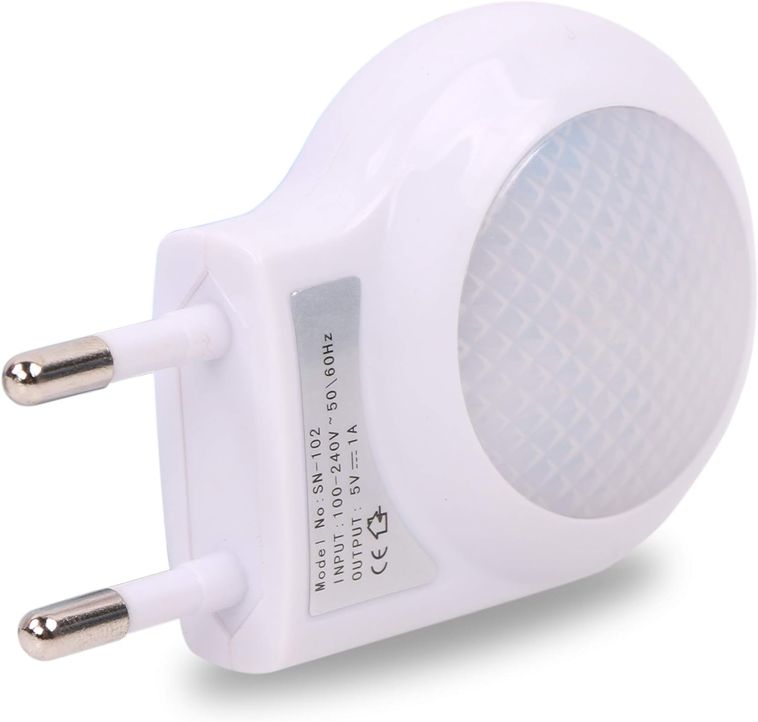 4 Pack of White EU 2-pin Plug - Portable Plug-in 0.7W Travel LED Night Light with Light Sensor Controlled Dusk to Dawn, No USB Port
