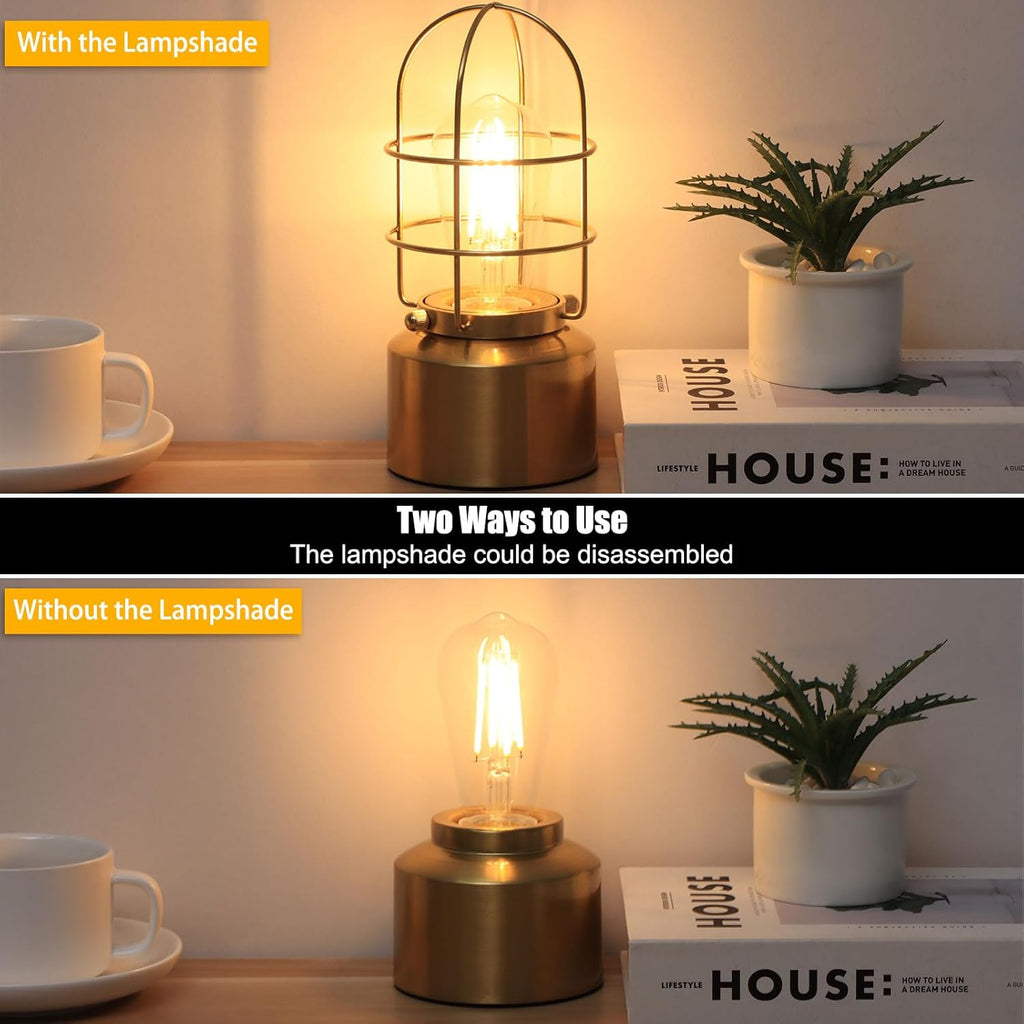 Haian Support Small Touch Gold Table Lamp for Small Spaces - 3 Way Dimmable Industrial Bedside Lamp - Steampunk Antique Nightstand Desk…