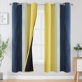 Estelartextiler Estelar Textiler Navy Blue and Yellow Ombre Blackout Curtains for Living Room, Full Room Darkening Grommet Curtains for Bed…