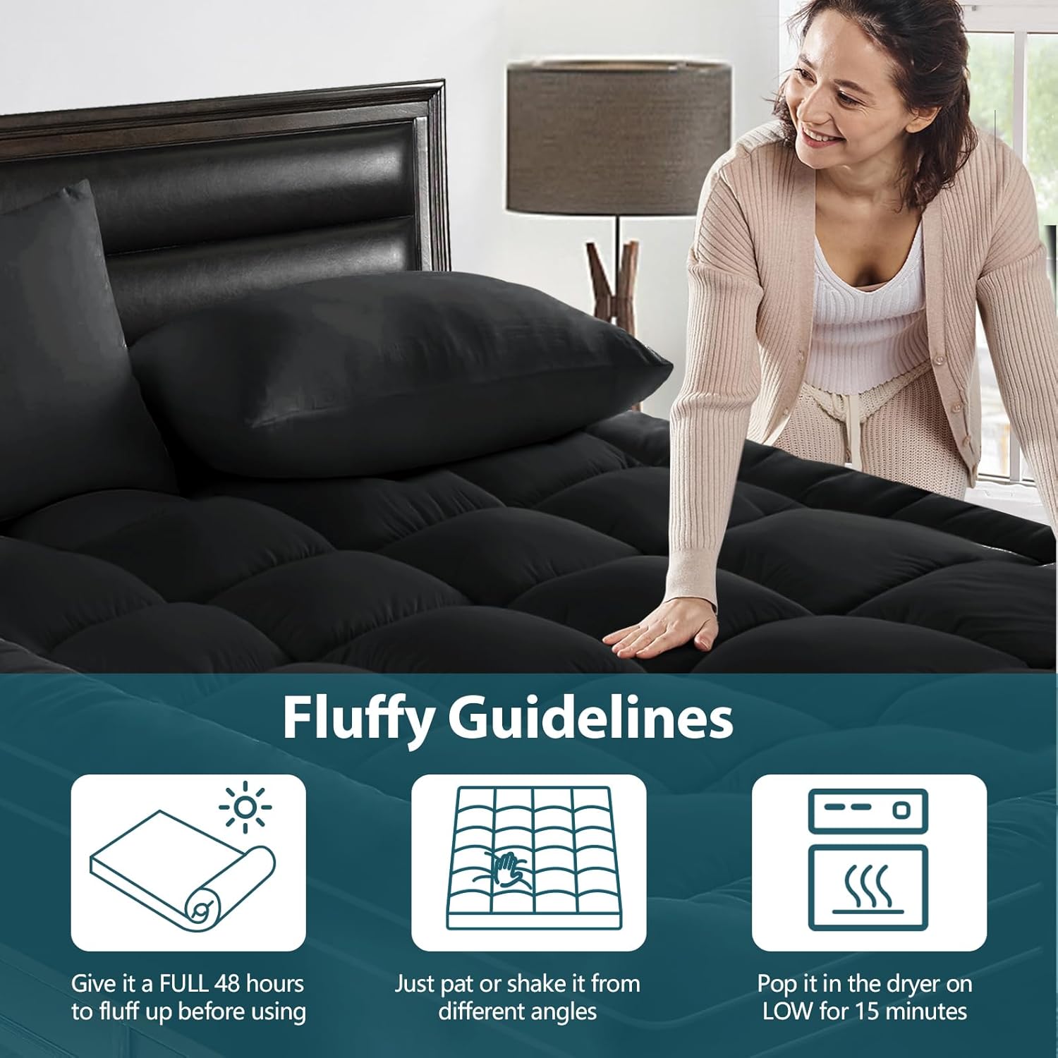 CYMULA Mattress Topper Twin Size - Soft Cooling Mattress Pad for College Dorm Room Essentials - Extra Thick Twin Protector Cover for Back…