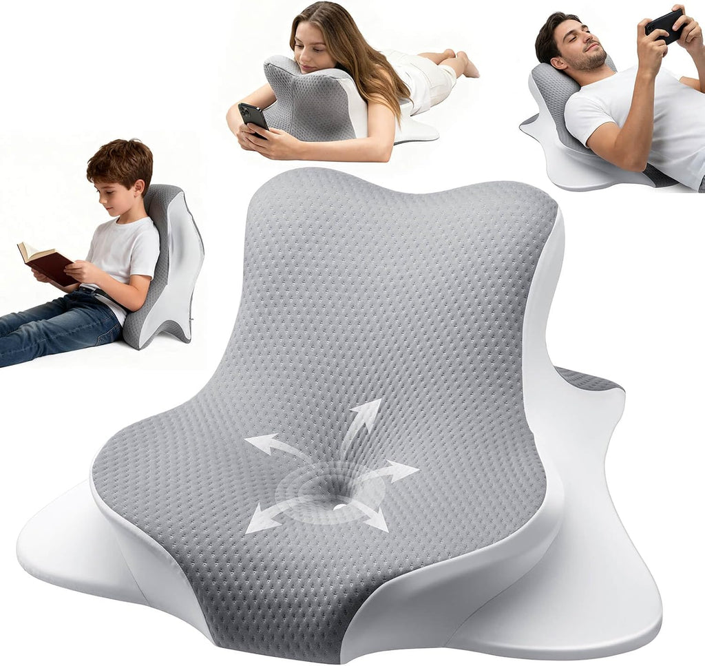 Ergonomic Memory Foam Reading Pillow - Wedge Back & Neck Support for Bed, Sofa & Floor - Relieves Acid Reflux, Back Pain & Arm Fatigue…