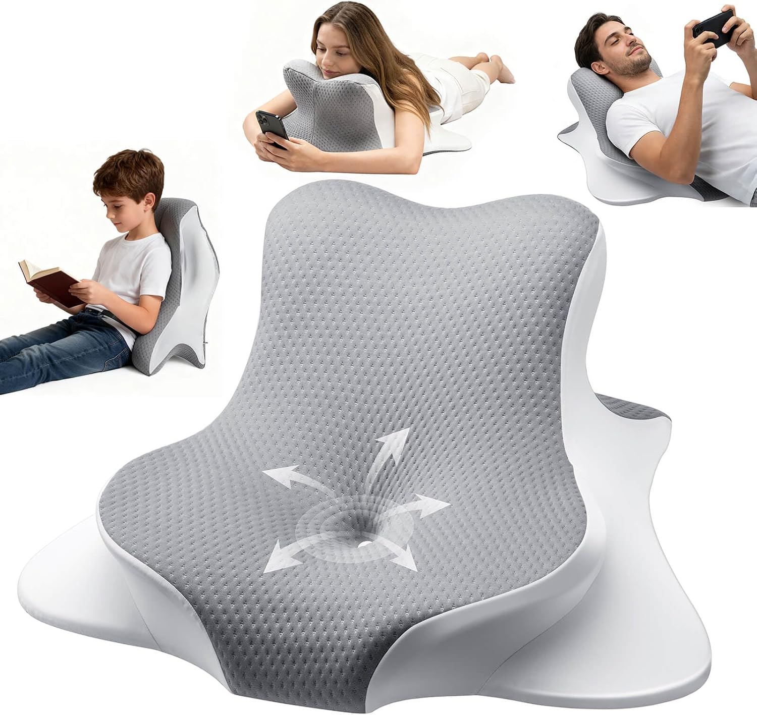 Ergonomic Memory Foam Reading Pillow - Wedge Back & Neck Support for Bed, Sofa & Floor - Relieves Acid Reflux, Back Pain & Arm Fatigue…