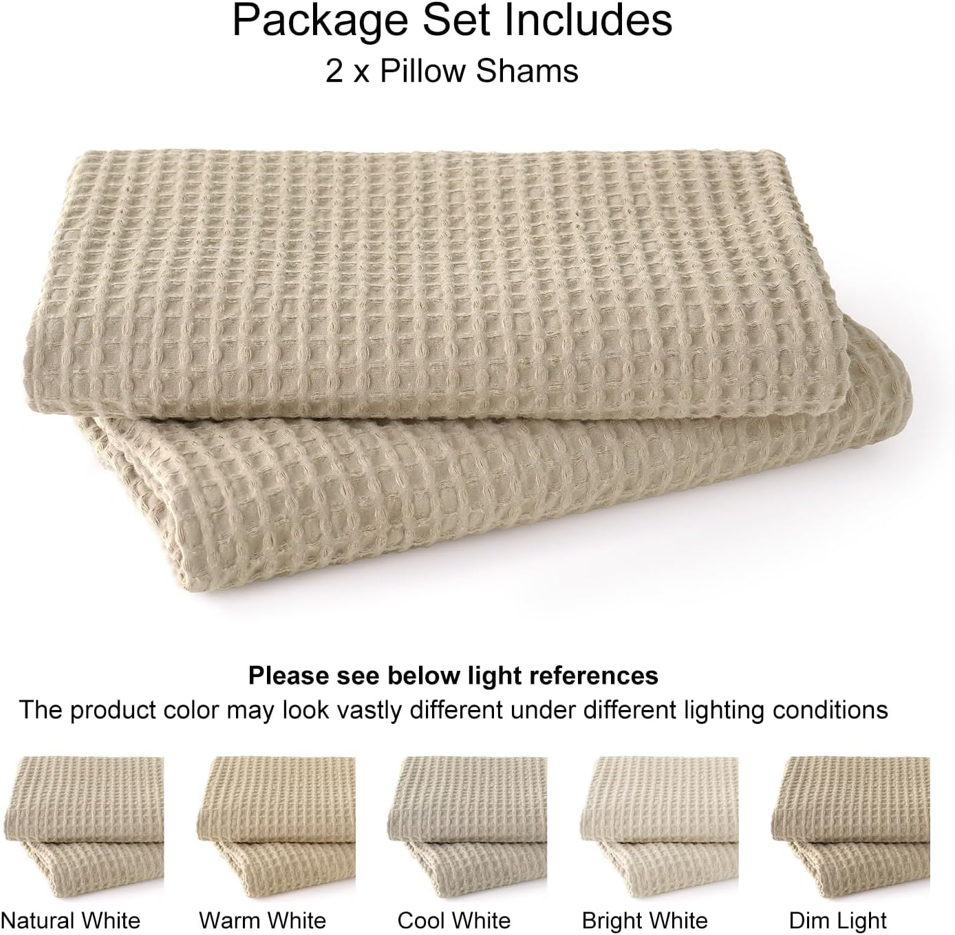 PHF 100% Cotton Waffle Weave Throw Pillow Cover, 20" x 20", No Insert, 2 Pack Elegant Home Decorative Square Throw Pillow Covers for Bed…
