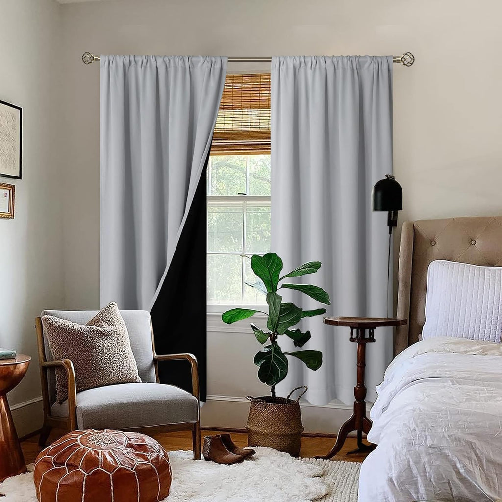 BGment Thermal Insulated 100% Blackout Curtains for Bedroom with Black Liner, Double Layer Full Room Darkening Noise Reducing Rod Pocket…