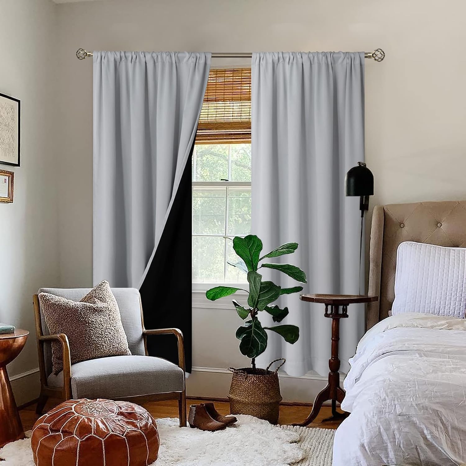 BGment Thermal Insulated 100% Blackout Curtains for Bedroom with Black Liner, Double Layer Full Room Darkening Noise Reducing Rod Pocket…