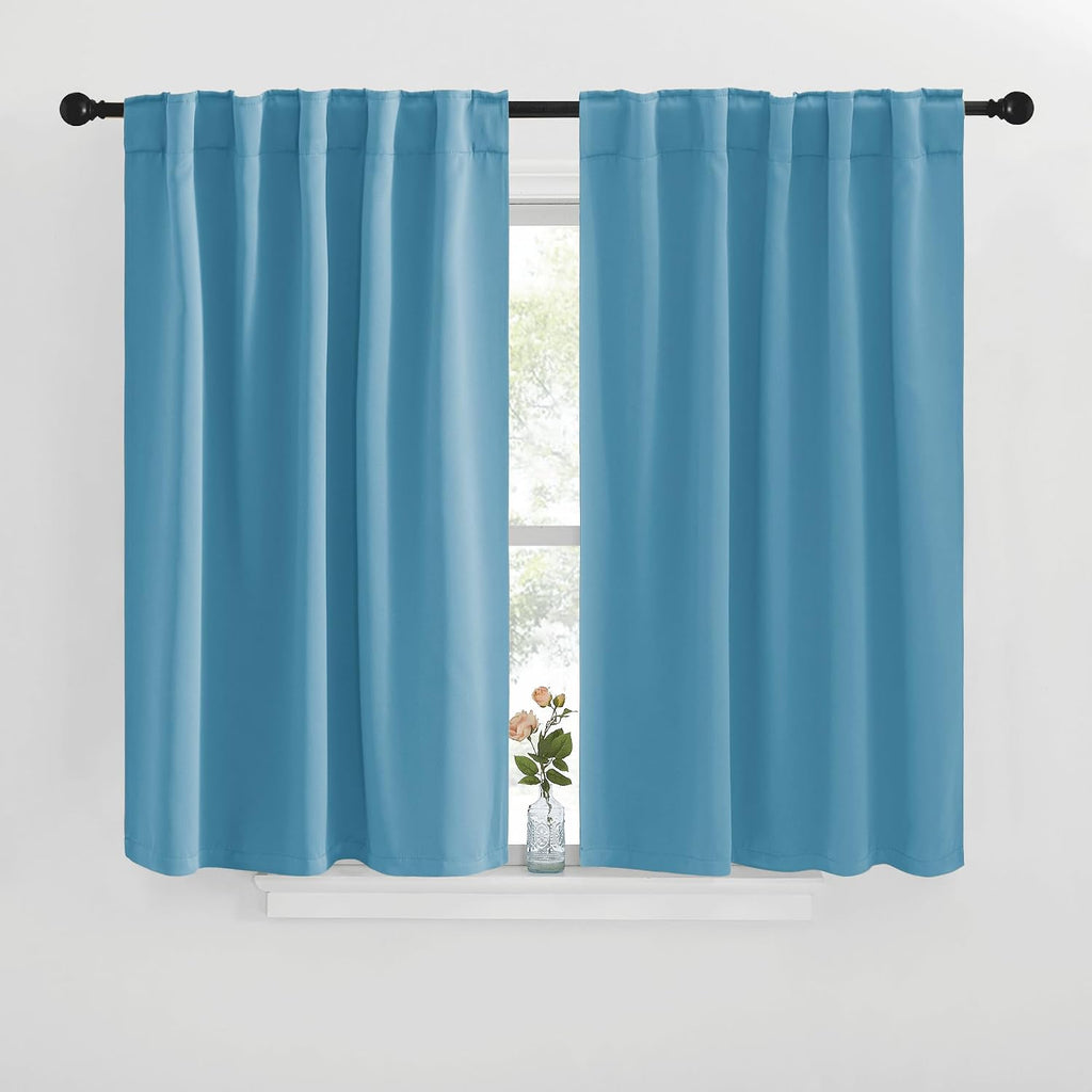 NICETOWN Blackout Window Curtains for Camper - (Teal Blue Color) 42x40 Inch, 2 Panels Set, Thermal Insulated Room Darkening Blackout…