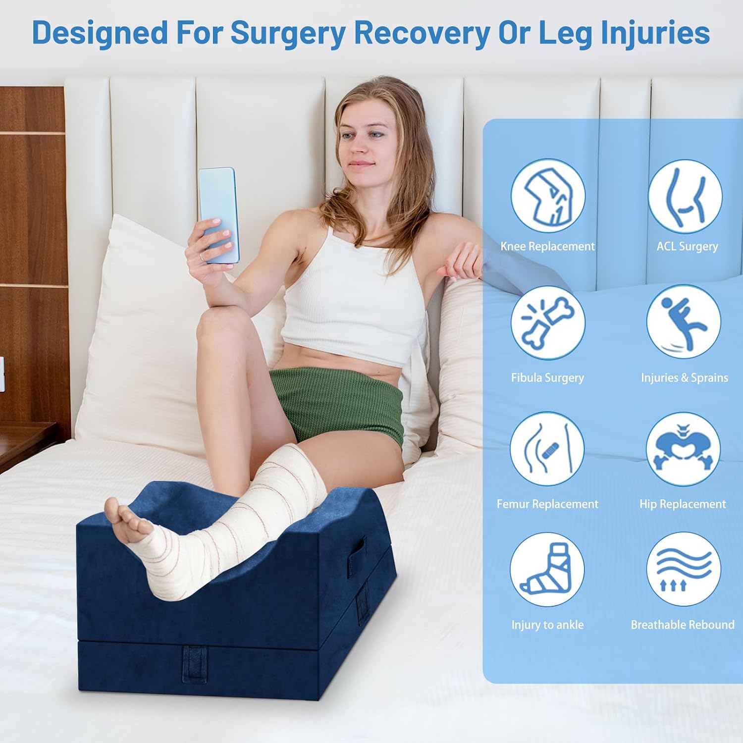 TranquilRelax TranquilRelax Leg Elevation Pillows, Wedge Pillow for After Surgery Or Rest, Memory Foam Leg Support Adjustable, Back…