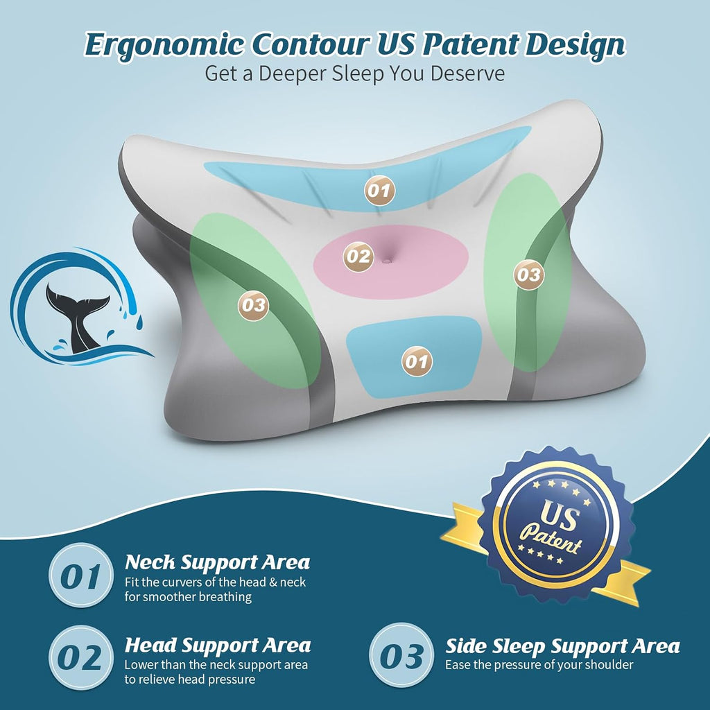 Hamyodo Cervical Neck Pillow for, Bed Pillows for Head Neck Shoulder Support, Ergonomic Cooling Pillow, Orthopedic Contour Pillow for Side…