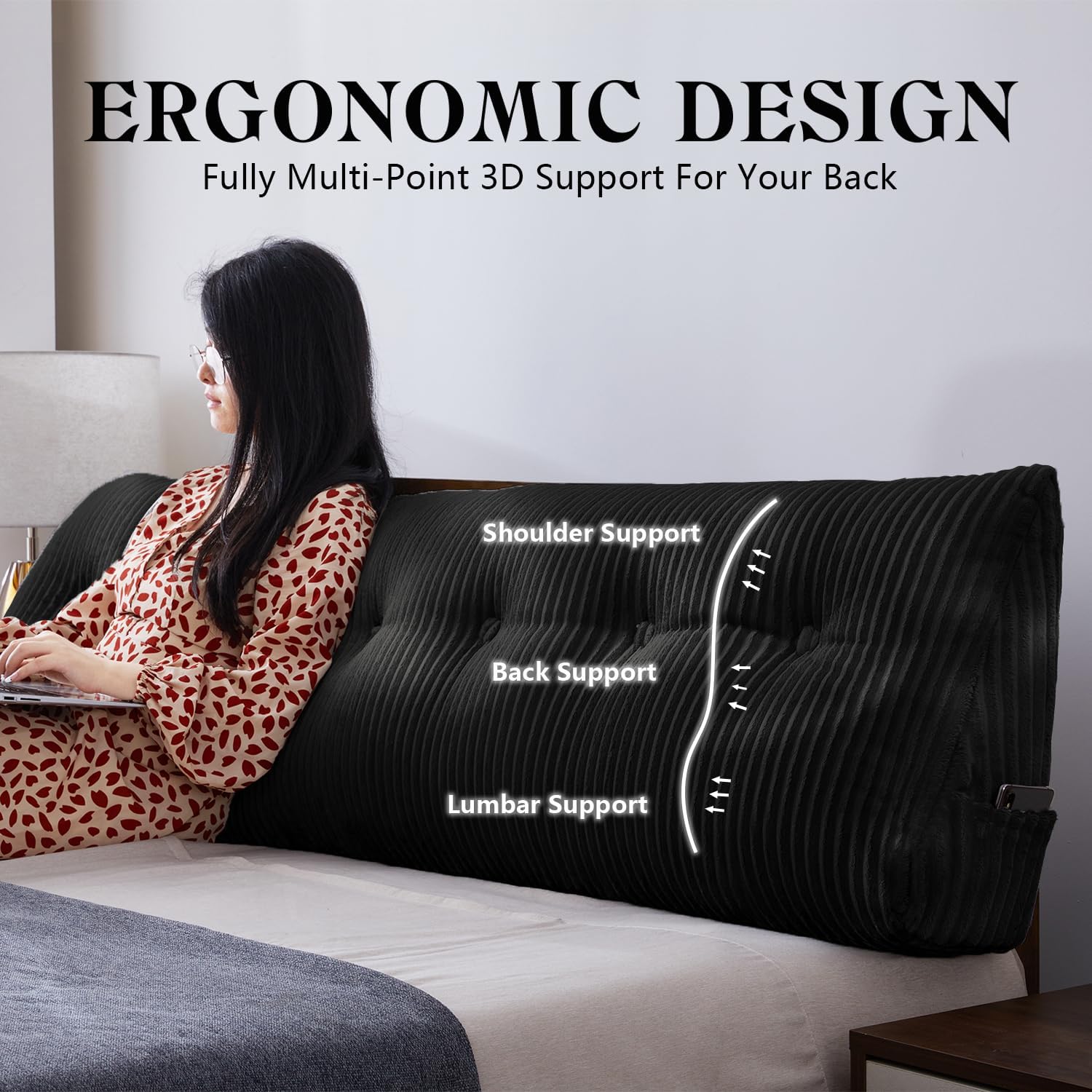 Sliguy Large Headboard Pillow, Headboard Wedge Pillow Bed Rest Reading Pillow Bolster Triangular for Sitting in Bed-Backrest Positioning Su…