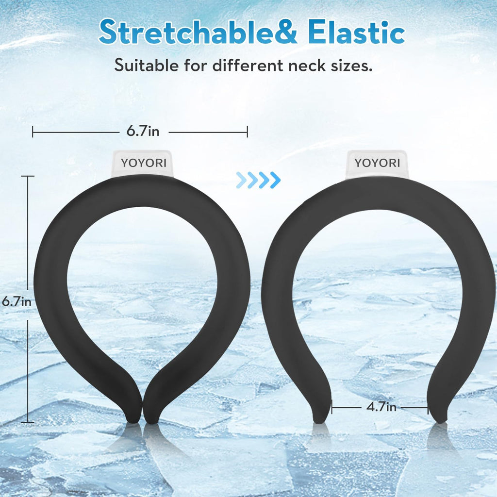 2PCS Neck Cooling Tube with Cold Insulated Bag, Reusable Ice Neck Ring Wearable Body Cooling Products for Summer Heat (Black*2)