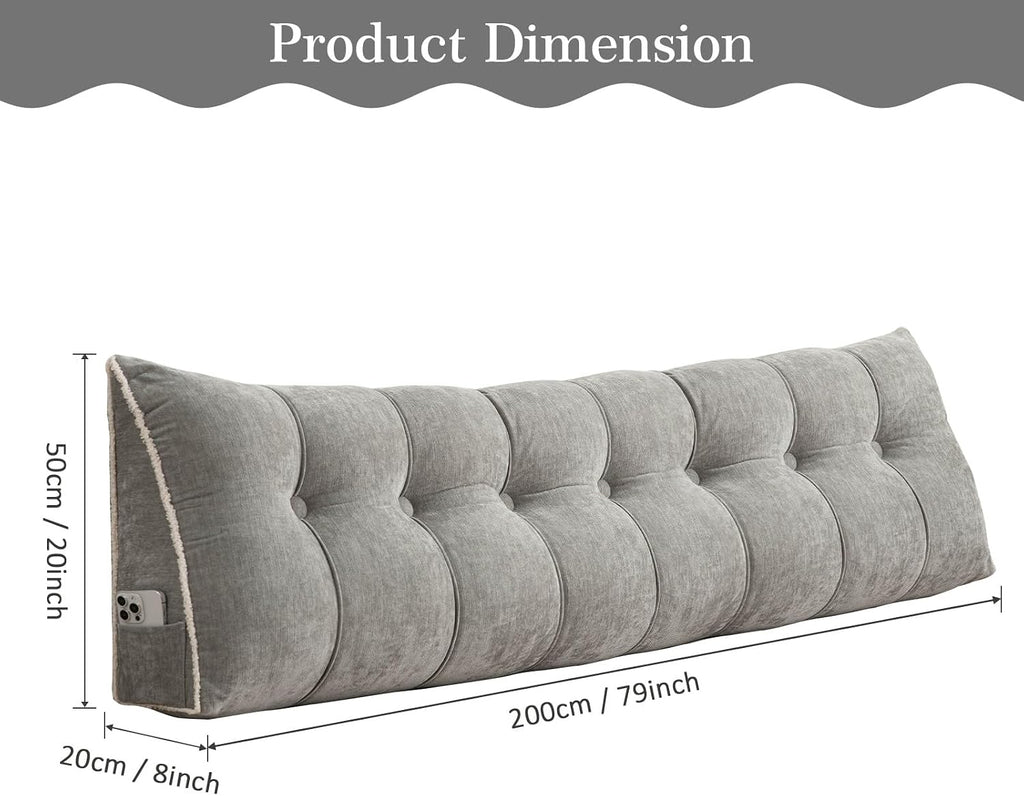 Foreate Headboard Pillow King, Chenille Triangular Wedge Pillow Headboard King Size, Reading Setting Backrest Daybed Pillows for Bed Sofa…