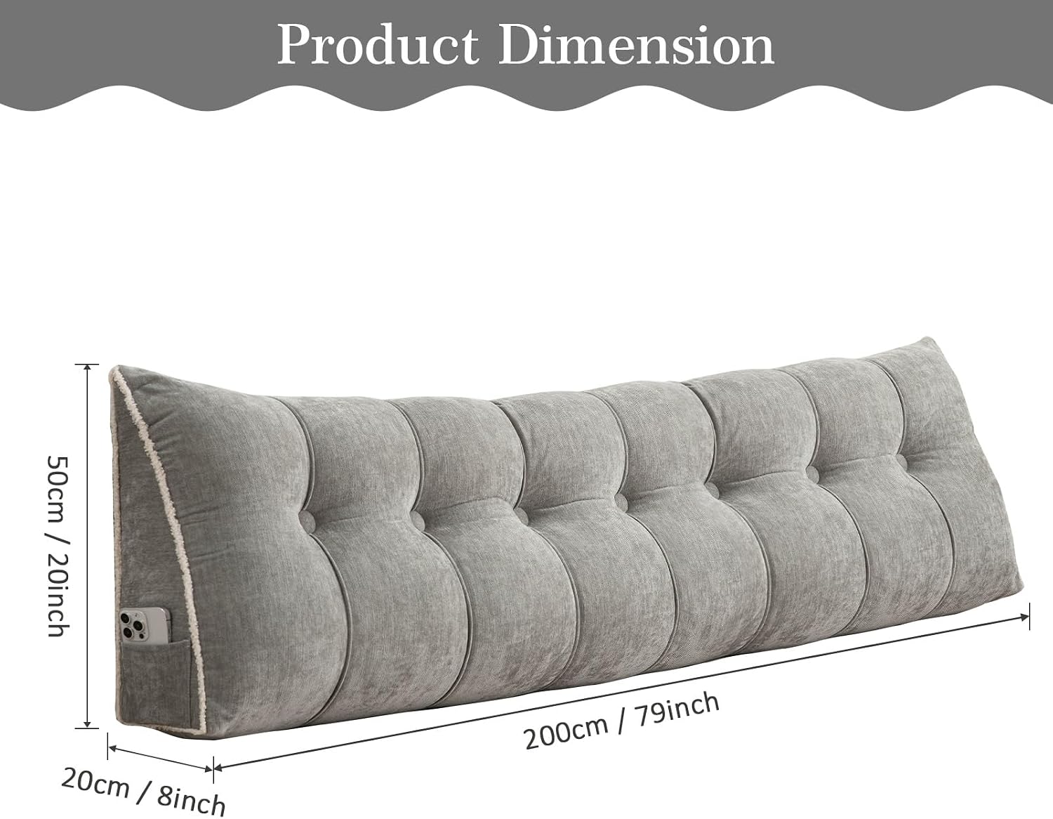 Foreate Headboard Pillow King, Chenille Triangular Wedge Pillow Headboard King Size, Reading Setting Backrest Daybed Pillows for Bed Sofa…