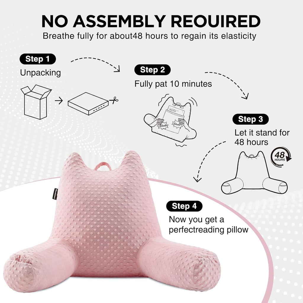 Reading Pillow for Kids Sitting in Bed Couch Adult, Back Pillow for Bed Sitting Up, Back-Rest Support Cushion with Pockets and Arms…