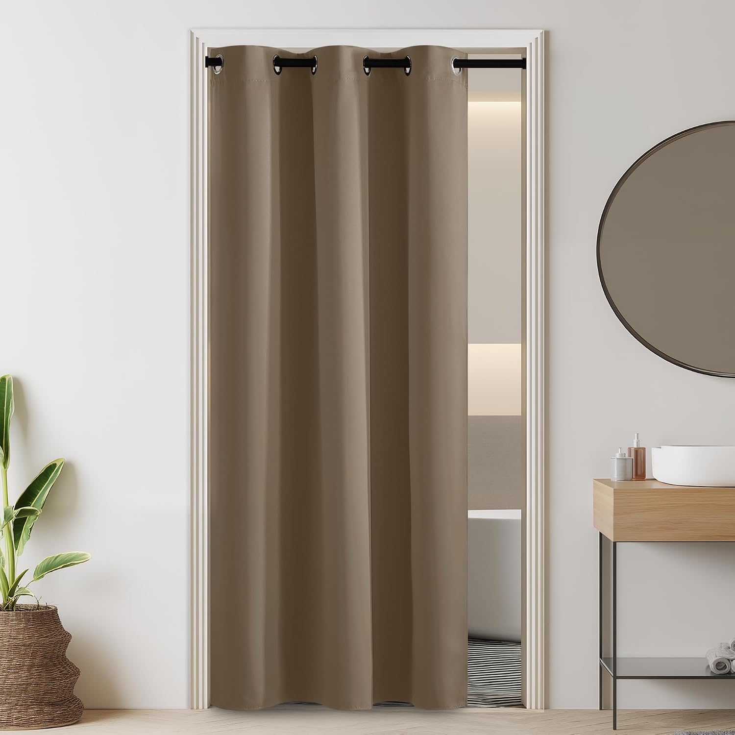 Rybhome RYB HOME 100% Blackout Doorway Curtains, Closet Curtain for Open Closet, Privacy Room Divider Drape for Bedroom/Temporary Door, 1 P…