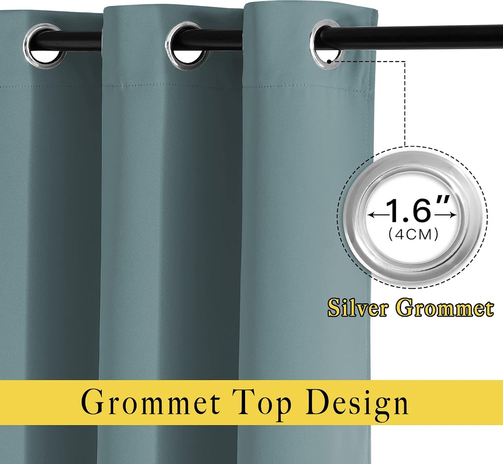 Nicetown Bedroom Blackout Curtains Panels - Triple Weave Energy Saving Thermal Insulated Solid Grommet Blackout Draperies for Patio, 1 Pair…