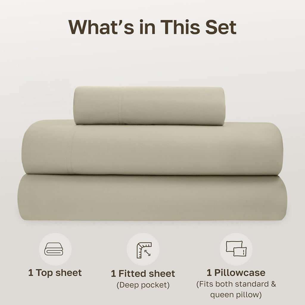 CaliforniaDesignDen California Design Den Twin Size Sheets Set - Soft 100% Organic Bed Sheets with Deep Pockets, Crisp Percale, Breathable…