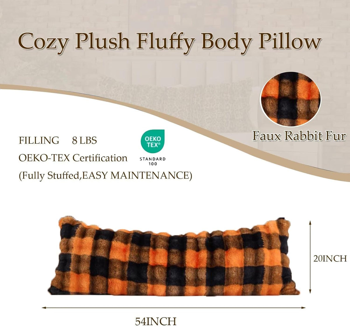 Animebody Luxury Shaggy Faux Fur Body Pillow, Soft Decorative Plush Full Long Pillow, Fuzzy Hug Pillow for Home Living Room Side Sleeper & Pr…