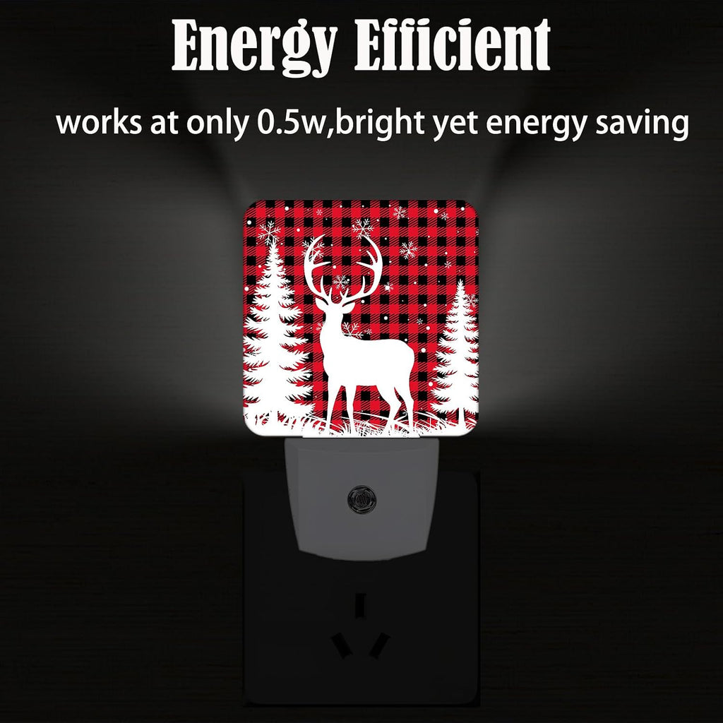 Silhouette Christmas Elk Night Light, Plug Into Wall Decor for Stairway, Hallway, Kitchen, Dusk to Dawn Sensor Nightlights for…