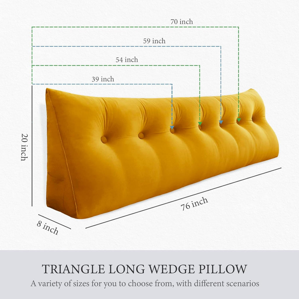 Headboard Pillow Twin for Dorm - Velvet Bed Wedge Headboard Reading Pillow for Sitting in Bed, Positioning Support Backrest Pillow with…